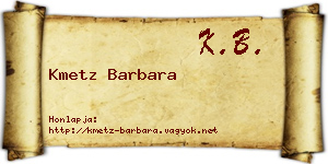 Kmetz Barbara névjegykártya